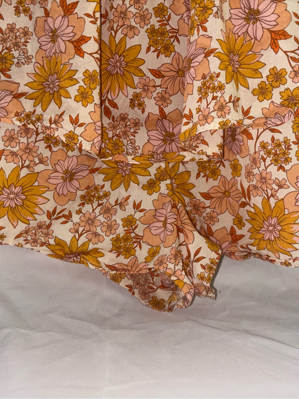 American Eagle Outfitters Pink and Mustard Floral Tiered Romper - Picture 3 of 7